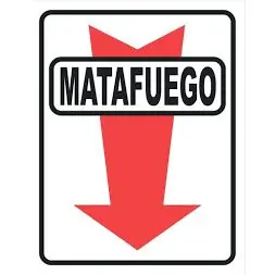 Cartel Matafuego Indicador Flecha 220 x 280 mm